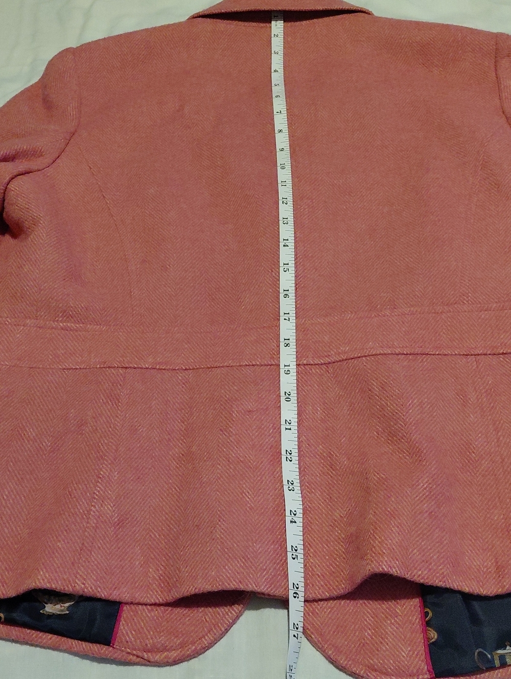 Talbots Aberdeen Line Pink/Salmon Herringbone Womens Blazer Metal Buttons Wool - Picture 12 of 12